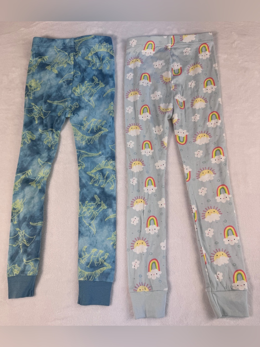 Old Navy Kids Pajama Bottoms - Blue Dinosaur & Light Gray Rainbow Print